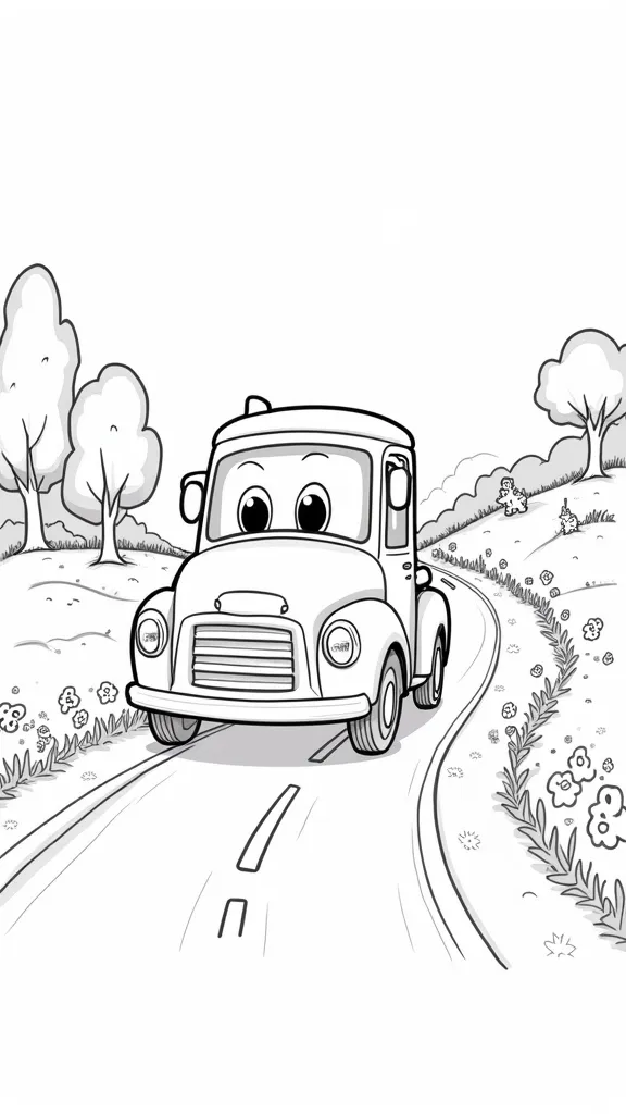 Coloriage de petit camion bleu